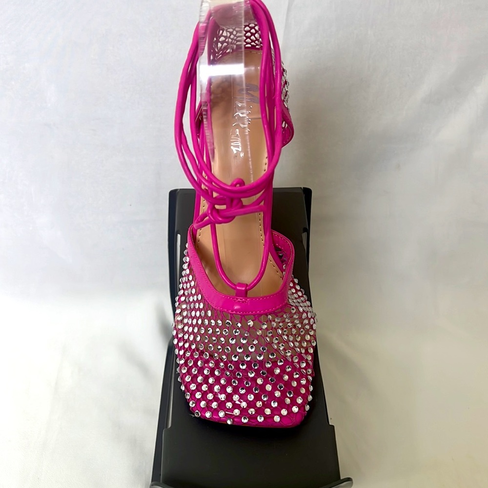 Pink ROSALYN Rhinestone Mesh Net Sandals by Mixx Shuz Sz8.5 - Picture 9 of 16